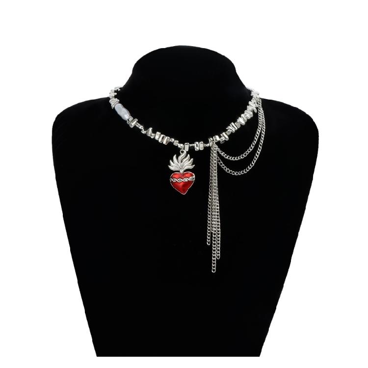 Fashion Gothic Bead Necklace with Unique Heart Shaped Irregular Pattern for Portable and Stylish Appeal