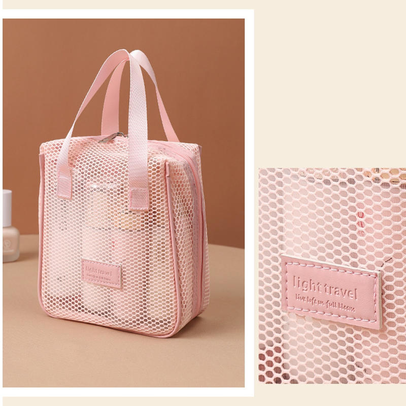 Fashionable Casual Mesh Makeup Bag Large Capacity Handheld Multifunctional Partition Travel Grooming And Storage Bag