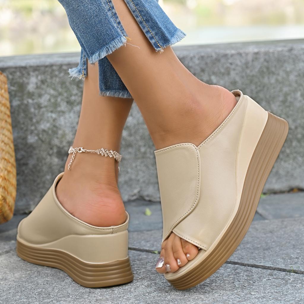 Shoes for Women 2025 Hot Sale Square Toe Women's Slippers Summer Open Toe Chain Solid Outdoor Casual Beach Large Size Slippers