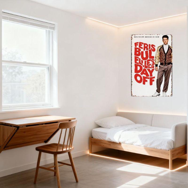 Ferris Bueller's Day Off Vintage Movie Metal Tin Sign Matthew Broderick Comedy Classic Retro Plaque for Home Bar Cafe Man Cave W