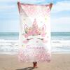 Name Bath Towels Cartoon Unicorn Beach Towel Bathroom Sport Towel for Adult Kids Microfiber Quick Dry Swimming Cover