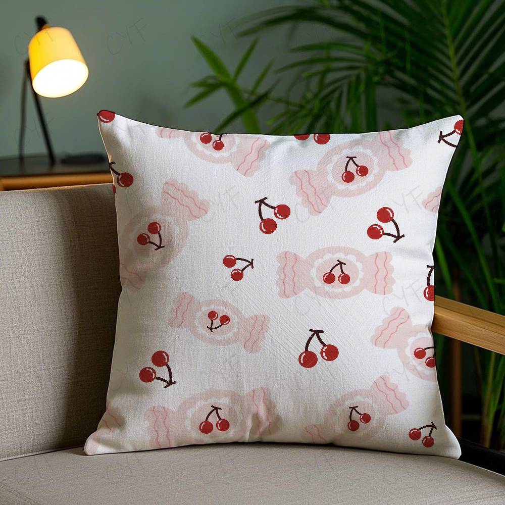 Sweet Pink Candy Pillow Case Safe Custom Photo Pillow, Anti-Fade Brushed Fleece Cushion, Maternal & Infant Safe.
