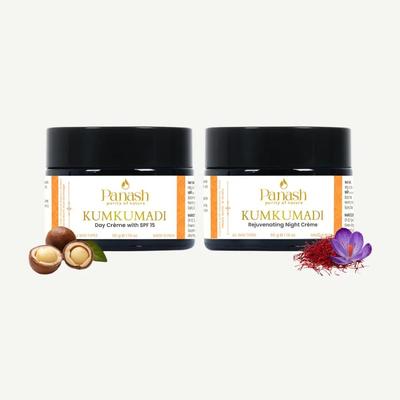 Panash Wellness Kumkumadi Day & Night Cream Combo (50g Each) Nourishes, Repairs & Brightens Skin, Anti-Aging Ayurvedic Skincare That Fades Pigmenta