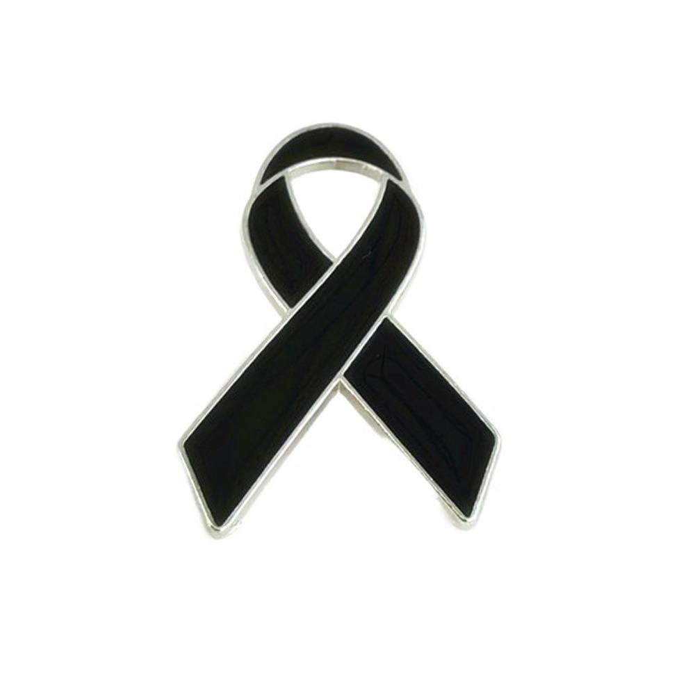 Awareness Black Ribbon Pin Melanoma Cancer Skin Cancer Funerals Memorial Pin Vintage Breast Cancer Funeral Ribbon Badge Brooch