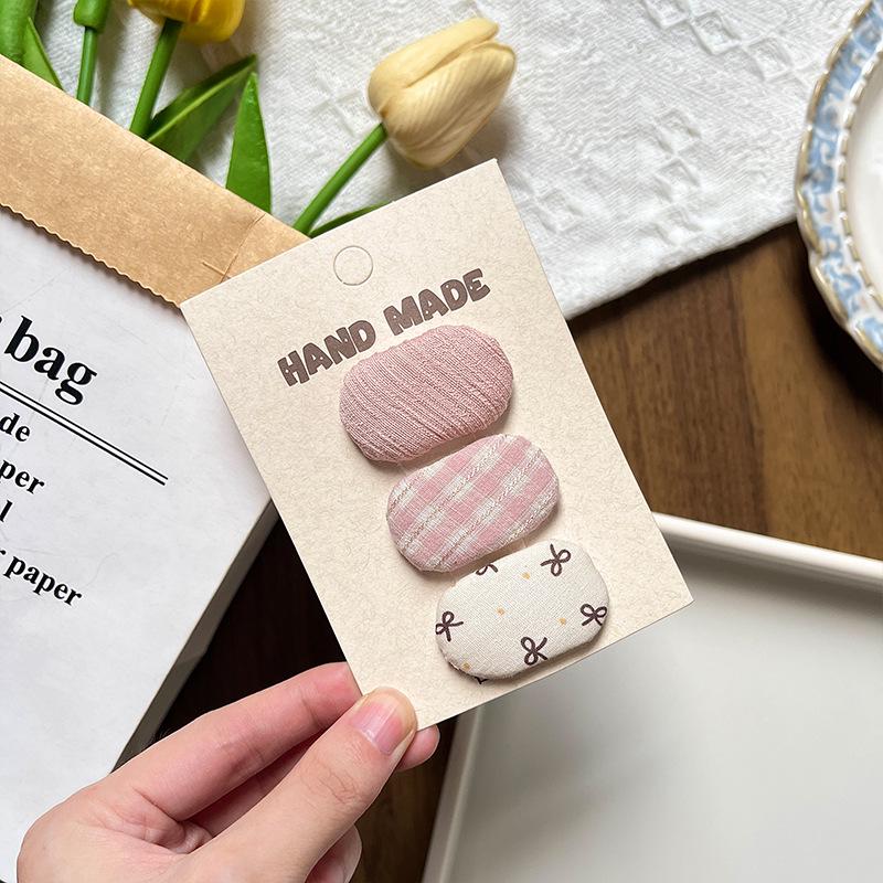 Children's Floral Gingham Hair Clip - Cute Oval BB Hairpin for Little Girls