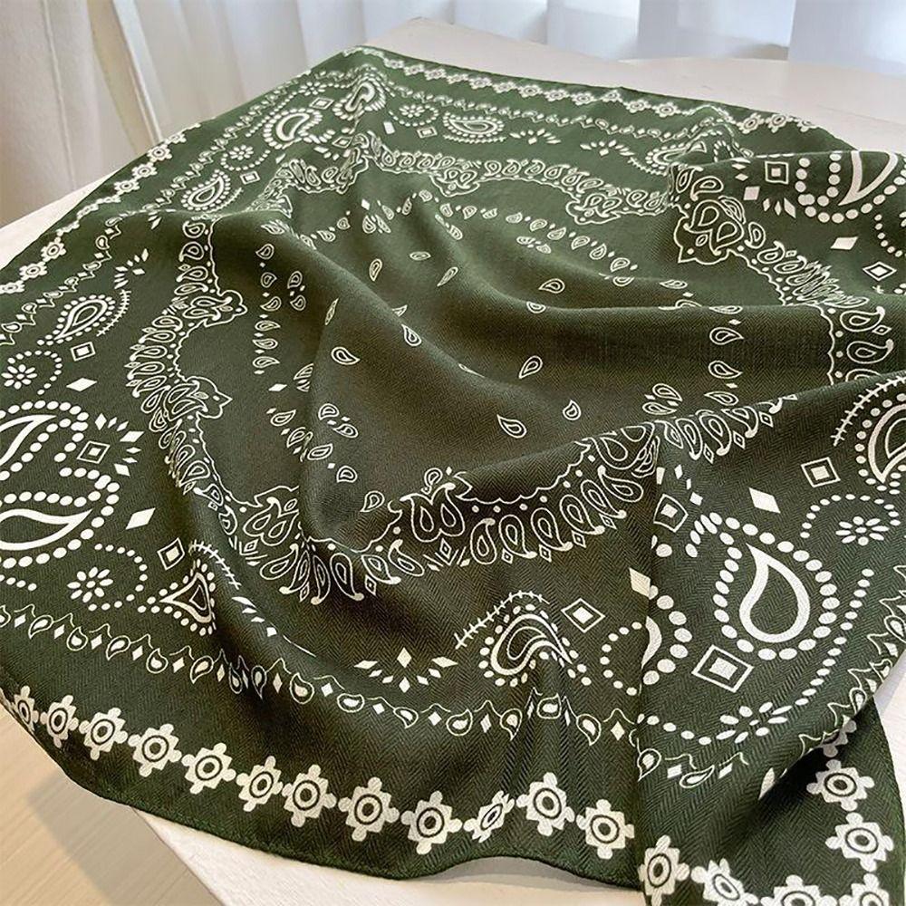 1Pcs Chiffon Cotton Linen Square Scarf Breathable 70x70cm Hair Neckerchief Vintage Printing Thin Handkerchief Hairscarf
