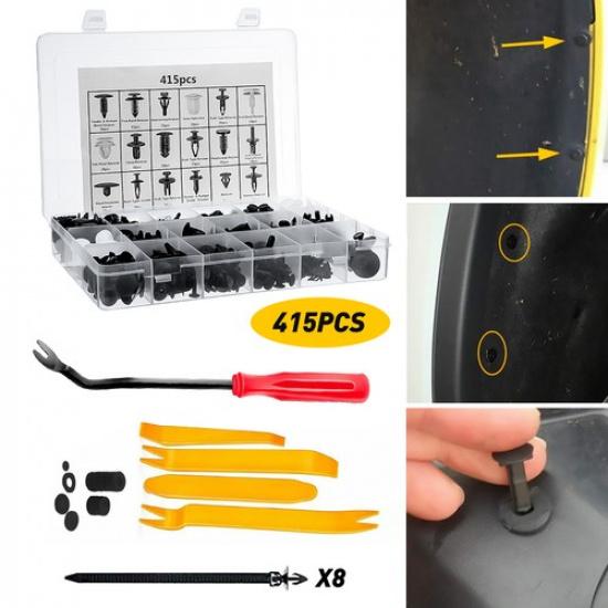 415x Plastic Rivets Bumper Push Grille Pin Retainers Clip+Fastener Tool Remover