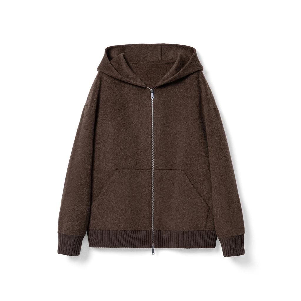 Autumn and Winter Hooded Coat Alpaca Wool Coat Woolen Small Wool Coat Women's Double-sided Woolen Coat
