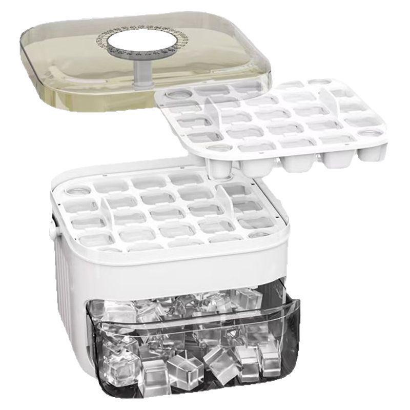 Large-Capacity Press-Type Ice Cube Mold - Easy-Release Food-Grade Plastic Ice Bucket for Home