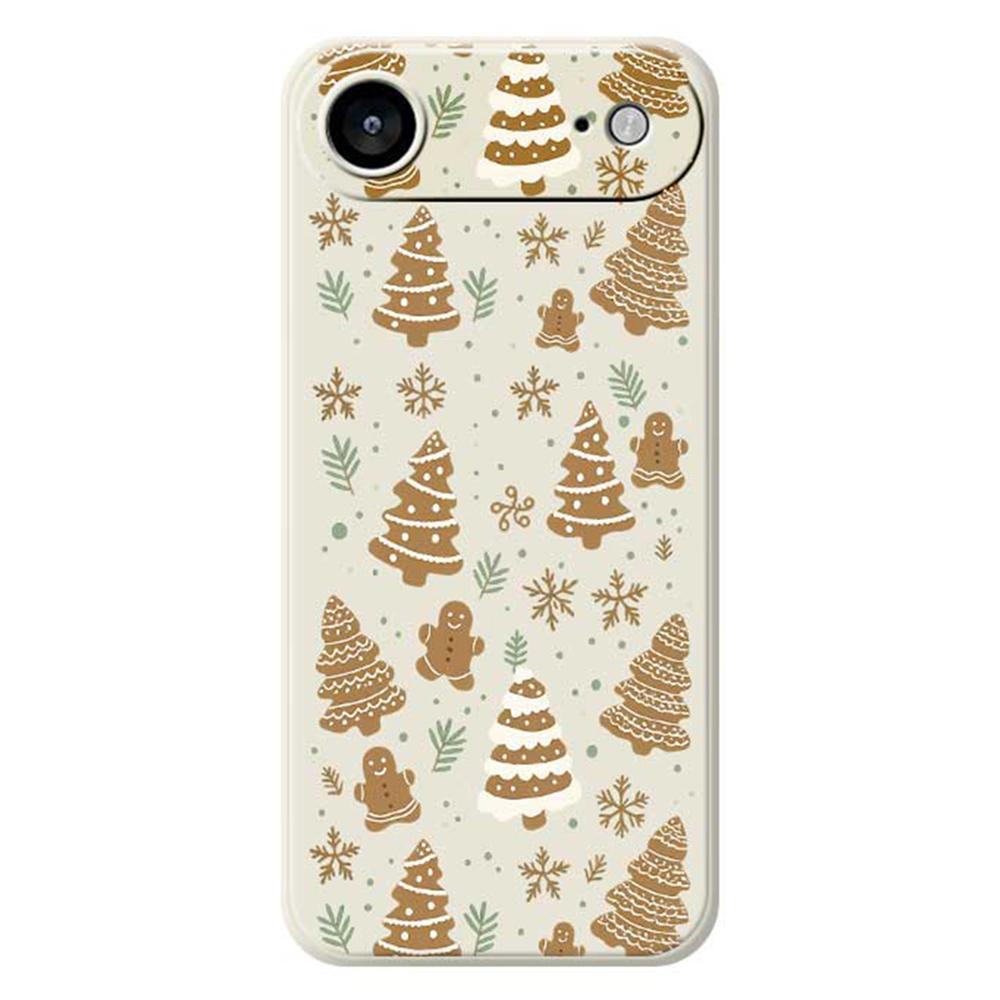 

For iPhone Air Case Brown Christmas Tree Gingerbread Pattern Printing Straight Edge TPU Phone Back Cover