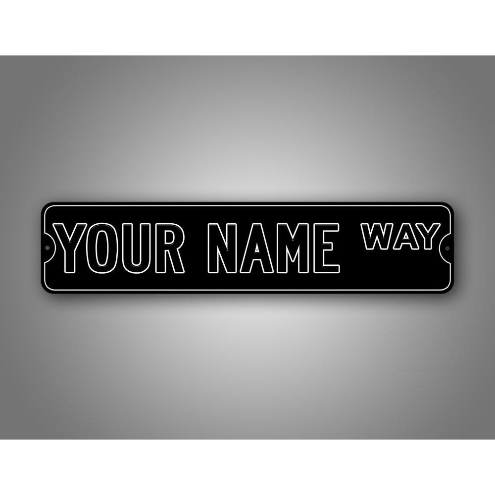Personalisiertes 4x16 Zoll Individuelles Straßenschild Schwarz Weiß Metall Neuheit Dekoration