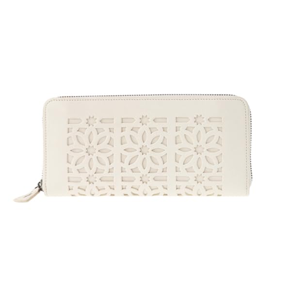 Runde lange Brieftasche mit Cutwork in Weinrot [Genten]