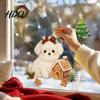 Holiday Party Home Decor Cute Dog Christmas Static Window Stickers Waterproof PVC Decals for Clings Store Glass Removable Festive Puppy Wall Indoor