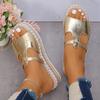 Fashionable Wedge Fish Mouth Women's Sandals Casual Large Size Hemp Rope Bottom Platform Thick Soled Women's Sandals