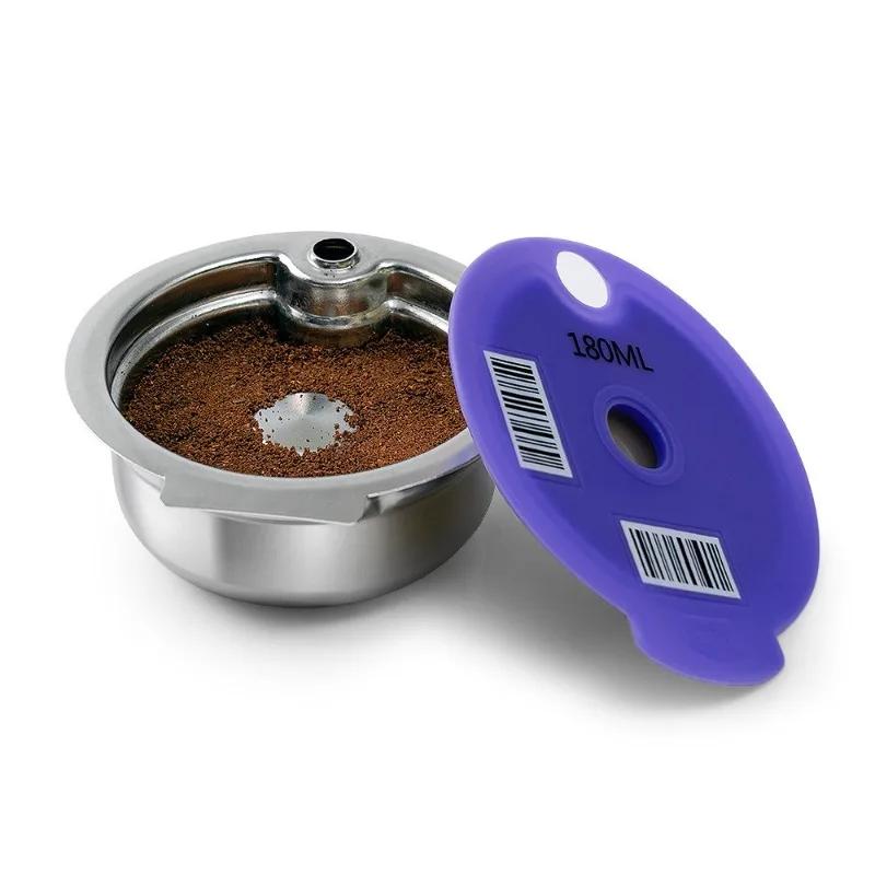 Reusable Coffee Capsule Pods Refillable Stainless Steel Coffee Filter for Bosch Tassimo Happy Vivy Coffee Maker 60/180/200/220ml
