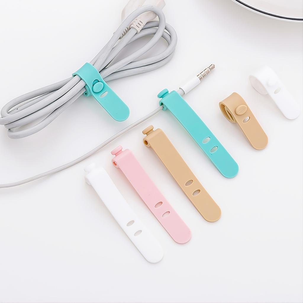 4Pcs Snap On Silicone Cable Organizer Multi Purpose Cable Tie Headphone Wrap Fixer Mouse Protector