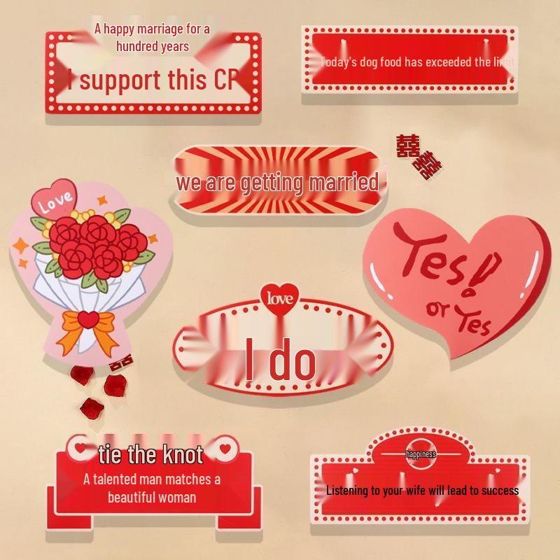 Bridal Party Wedding Photo Props: Bride, Bridesmaid & Groomsman Handheld Signs for Group Photos & Proposal Games