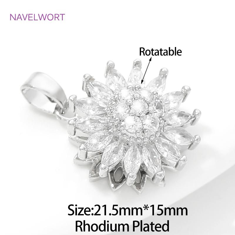 Trendy Rotatable Pendants Fittings18K Gold Plated Brass Sun /Sunflower/Four-Angle Star Charms Pendants For DIY Jewelry Crafts