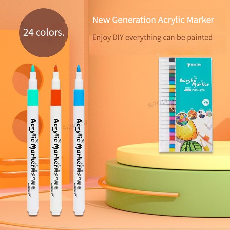 12/60 Colors Acrylic Marker Rock Painting Kit for Kids Children Stone Paint Pens Collection Ceramic Glass Wood DIY Crafts Art Supplies