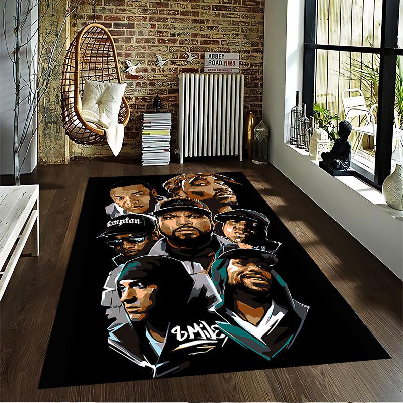 Tapis Graphique Légendes Hip-Hop adapté comme tapis antidérapant pour le salon ou le canapé de la chambre