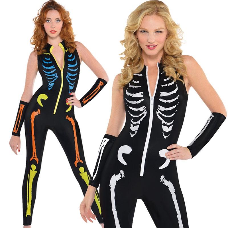 Plus Halloween Midnight Horror Vampire Skeleton Costume Long Fancy Dress Outfit For Spooky Events