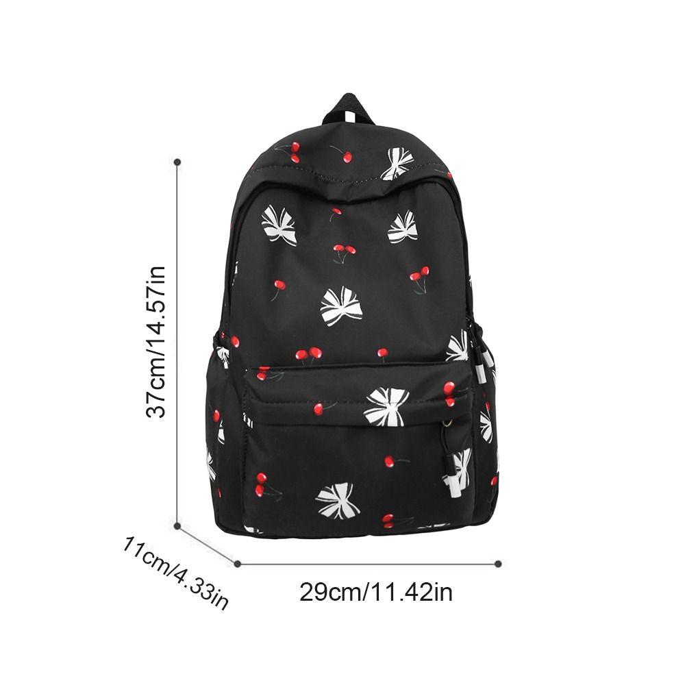 Cartoon Floral Print Backpack Breathable Large Capacity Student Schoolbag Ultra-light Nylon Book Bag