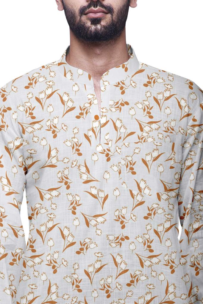 Atasi Cotton Ethnic Short Kurta For Boys Printed Party Wear Kurta For Men