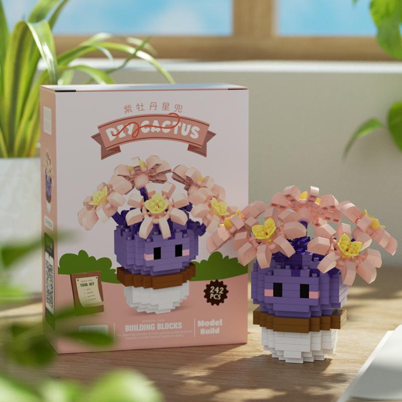 Secret Garden Flower Building Blocks: Rose & Carnation Potted Plant Toy - Perfect for Children's Play and Teacher's Day Gifts