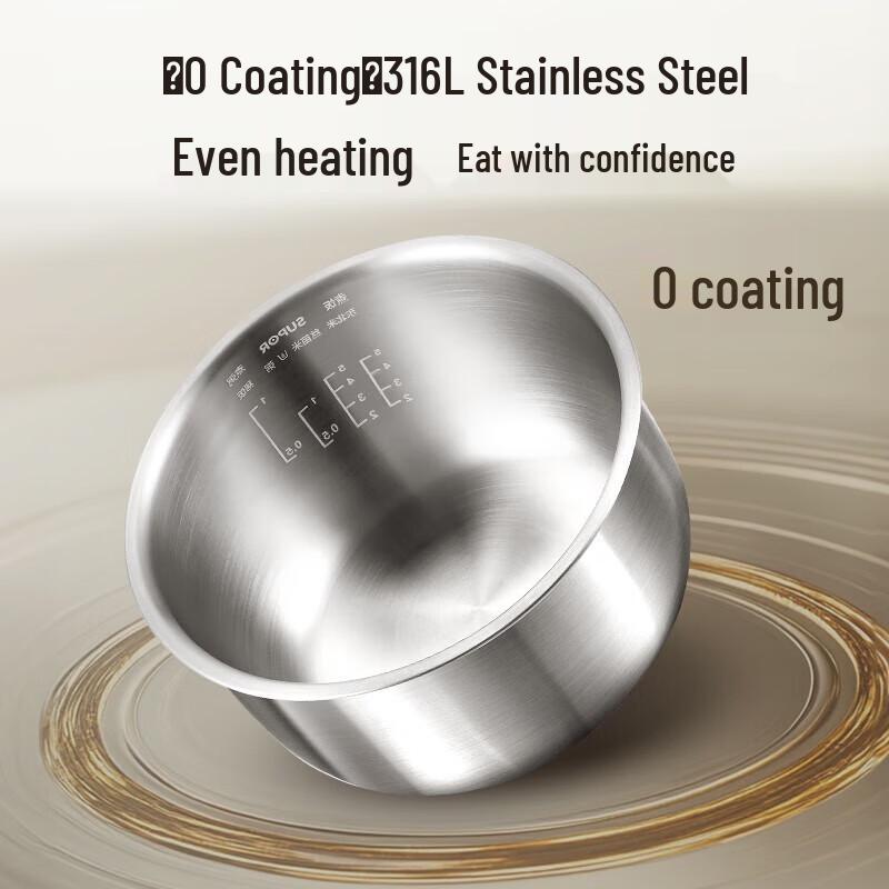 SUPOR 3L 0-Coating 316L Stainless Steel Micro-Pressure Rice Cooker CN plug (adapter included)