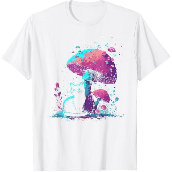 Pastel Goth Cat Mushroom Men Women Kids Cute Cottagecore T-Shirt