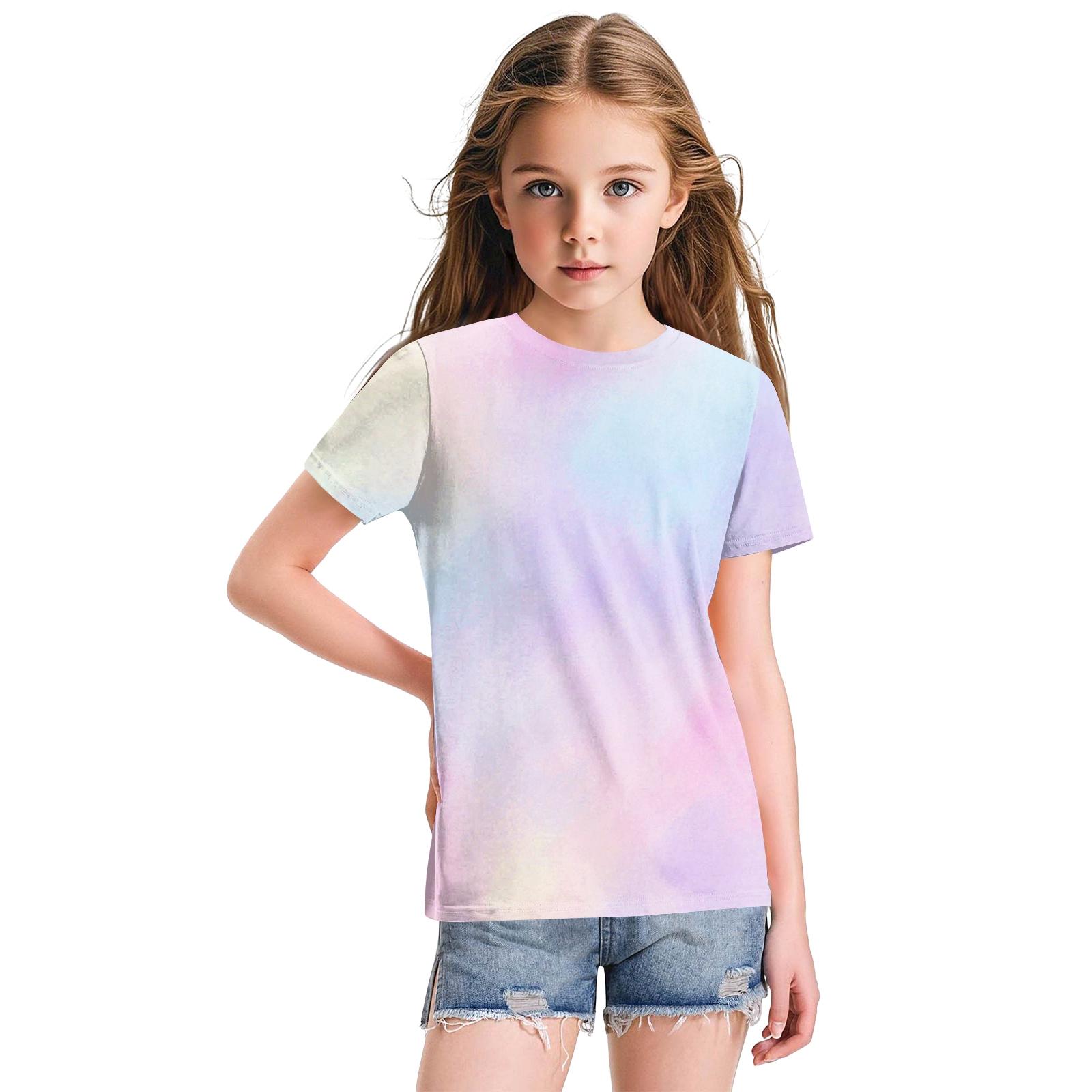 

Cute Floral Print Loose Casual Fashion Round Neck Short-Sleeved Top For Children 120