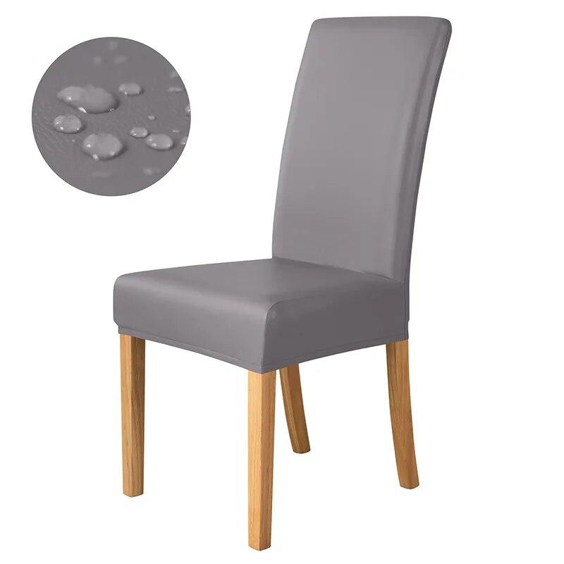 100% Waterproof PU Chair Cover Anti-dirty Leather Fabric Elastic Chair Covers Anti-Scratch Stretch Seat Case for Dining Room 1PC