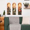3Pcs Arch Niche Green Plant Wall Sticker Self Adhesive 3D Visual Potted Floral Mural For Living Room Bedroom Entrance Home Decor
