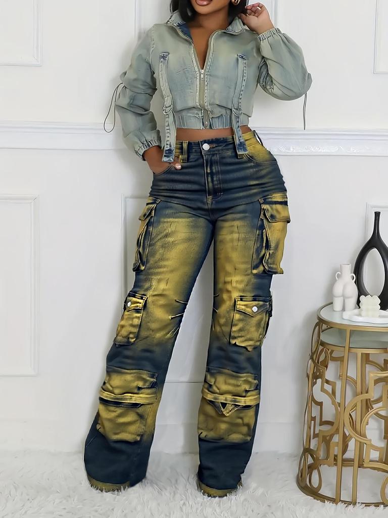 Rebellisk Estetik Tie-Dye Vida Ben Högmidjade Byxor