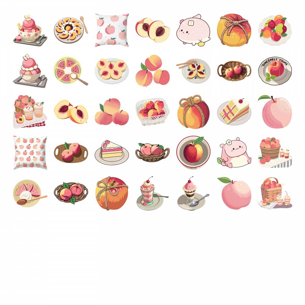 35pcs-50pcs Cute Peach Stickers Playful Fruit  Stickers DIY Stickers For Laptop Motorcycle Luggage Phone DIY Phone Guitar