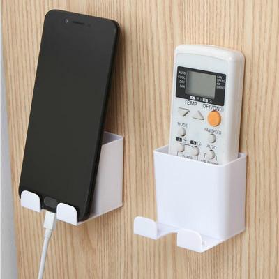 Remote Control and Phone Holder with Earphone Storage Box and Hook