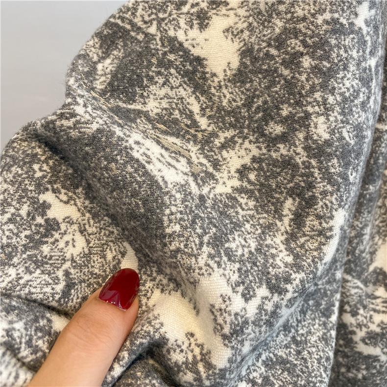 122*128cm Oversized  Imitation Cashmere Wrap with Tassels, Floral Travel Blanket Cape Pashmina Shawl for Women, Versatile scarf