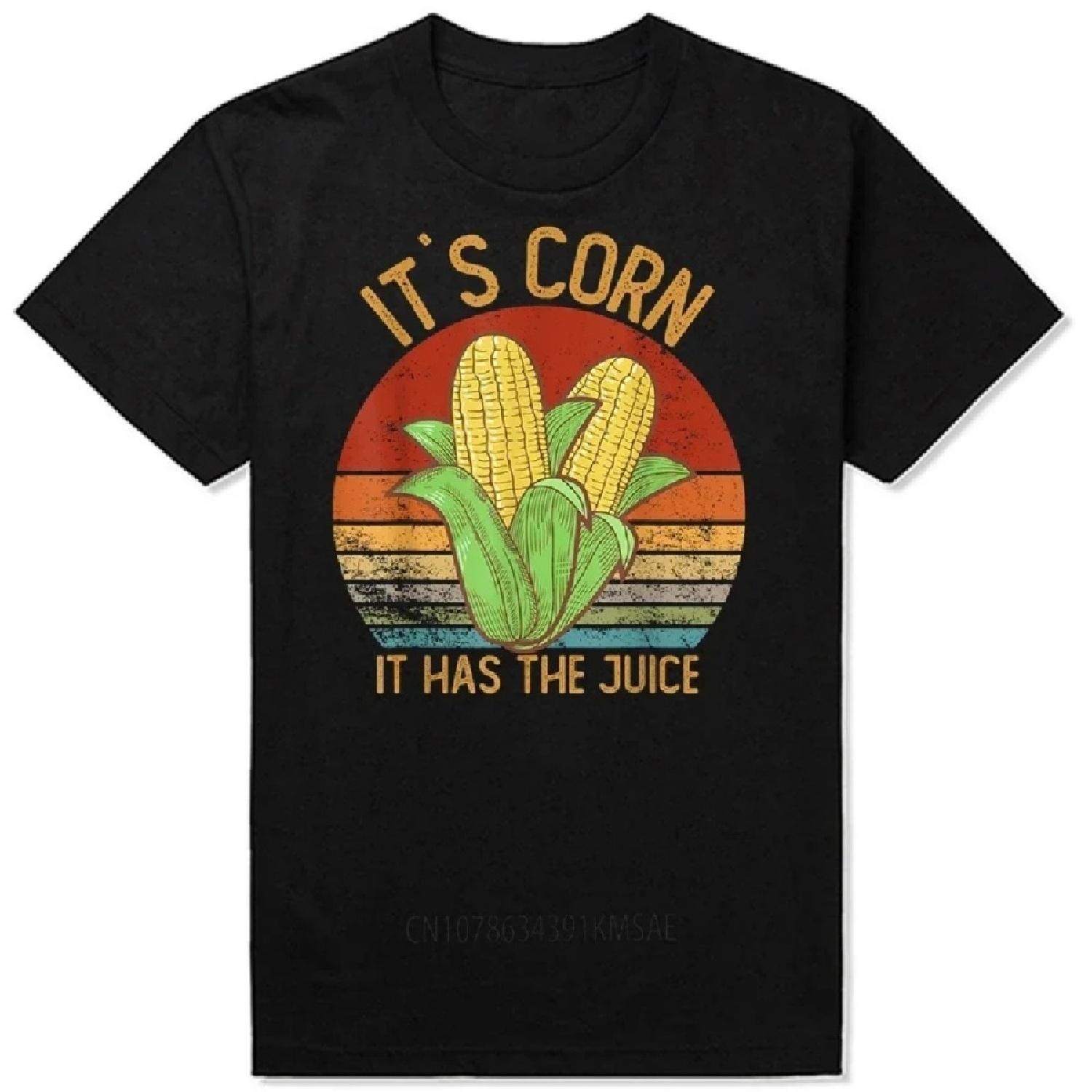 

It`s Corn Has the Juice T-Shirts Crop Top Corn Lovers Tee Tops Round Neck Short-Sleeve Fashion Tshirt Clothing Basic T-shirts XXXXXL чёрный