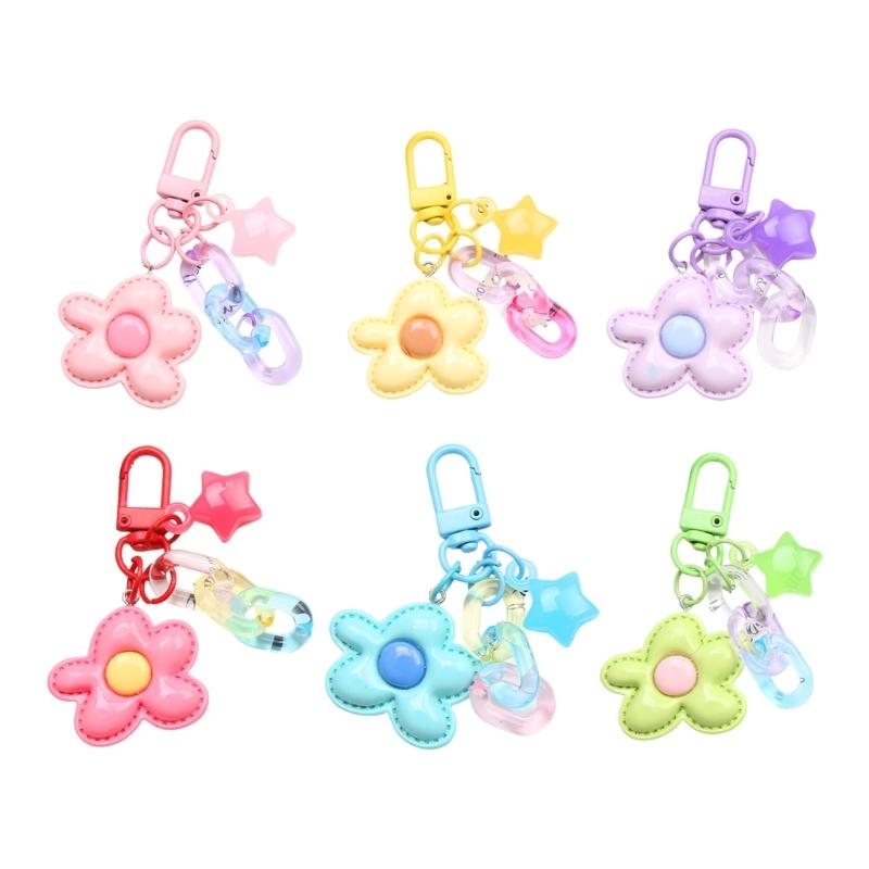 Portachiavi Chic Color Caramella Design Fiore Stella Adorabile Portachiavi Leggero Accessorio per Decorazione Borsa