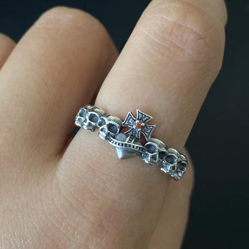 

Трендовое кольцо в виде сердца, креста и черепа с уникальным геометрическим регулируемым дизайном для женщин