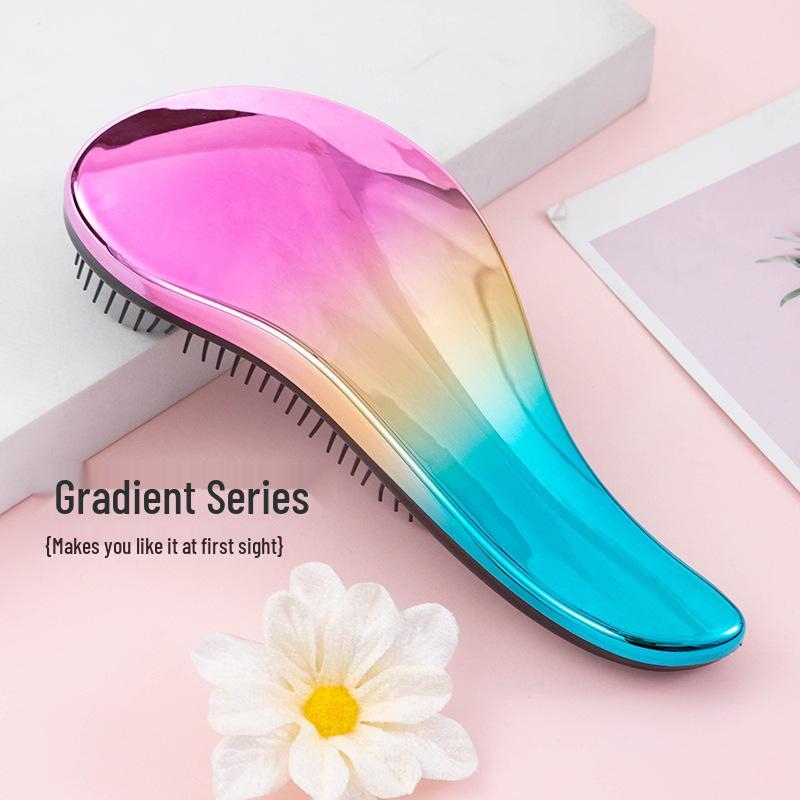 

Великобритания Гальваническое покрытие Радужный градиент Расческа для волос, Гладкая массажная расческа