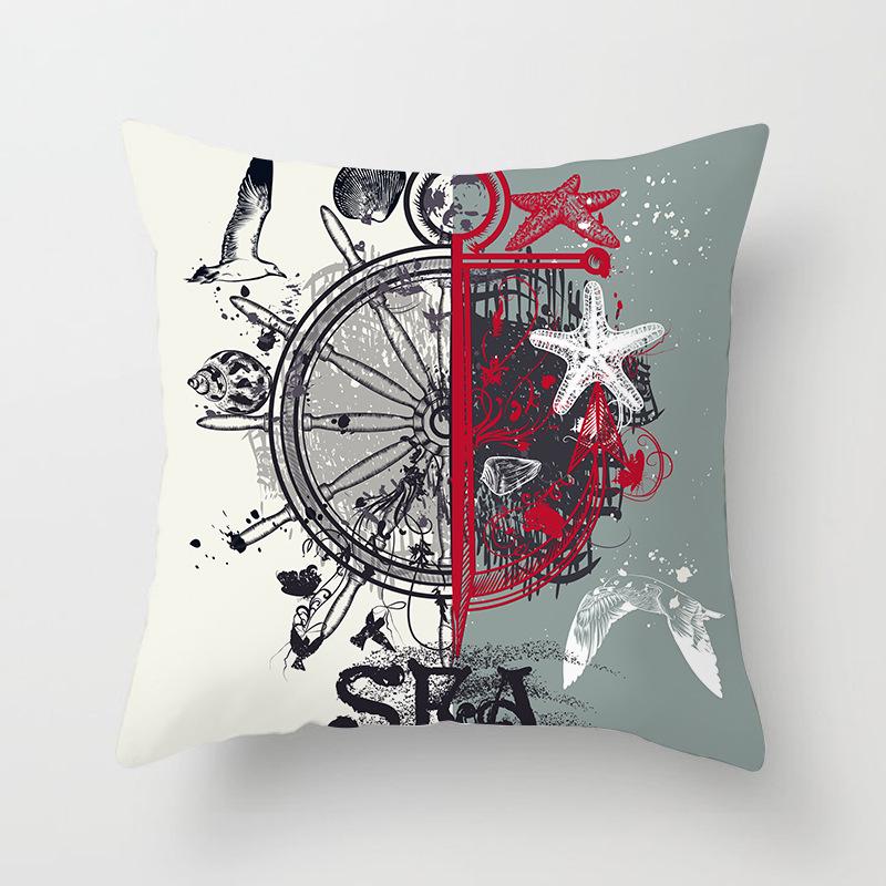 Ins Home Supplies Hand-painted Ocean Car Pillow Office Cushion Cover