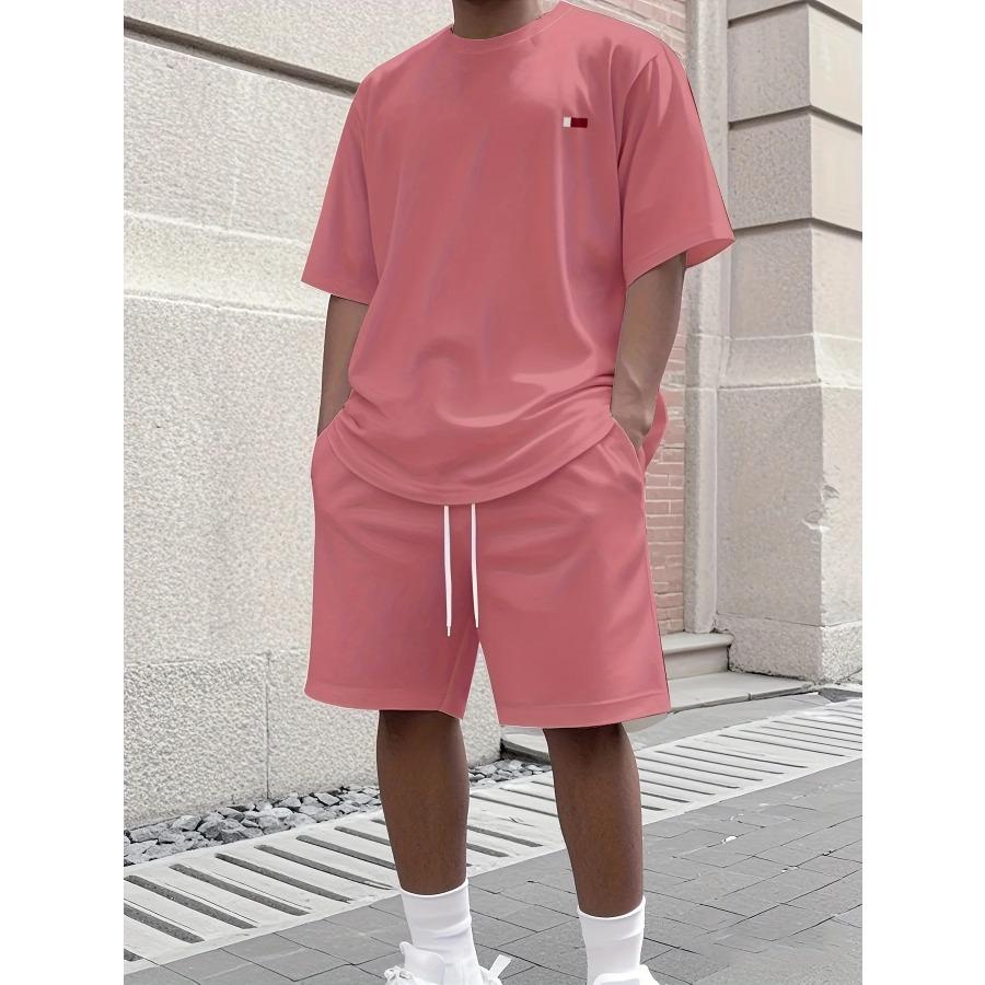 2026 New Men's Athletic Set Los Angeles Print Short-Sleeve T-Shirt Casual Athletic Set Streetwear Shorts Two-Piece Men's Set