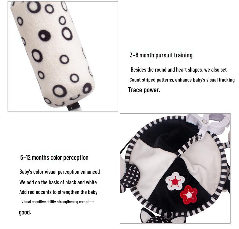 Happy Monkey Black & White Newborn Crib Mobile: Rotatable Wind Chime & Stroller Hanging Toy