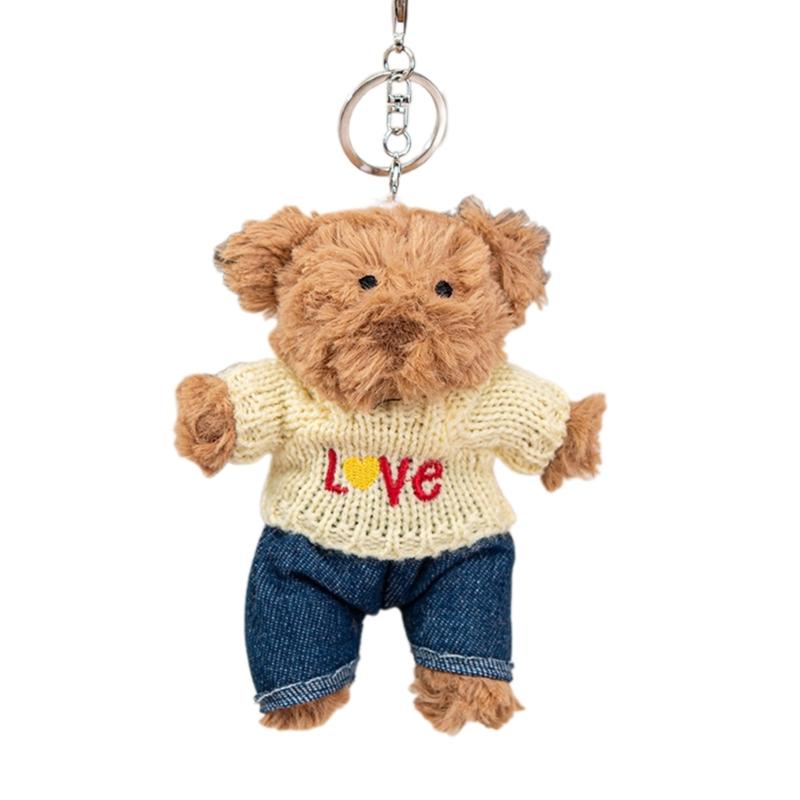 Niedlicher Mini Bär Schlüsselanhänger Weicher Schlüsselanhänger Anhänger Zarte Taschenanhänger Cartoon Bärenpuppen Geschenk für Frauen Kinder und Erwachsene
