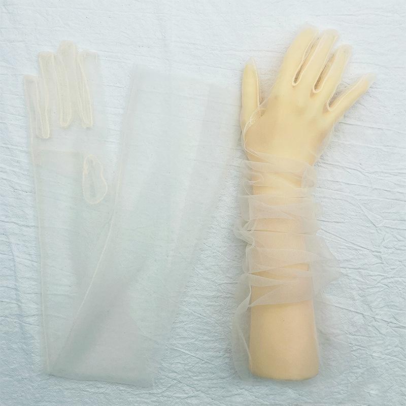 70CM DIY Dünnes Netz Transparent Uni Weich Sexy Cosplay Mode Persönlichkeit Kleid Accessoires Bühnenauftritt Damen Lange Handschuhe