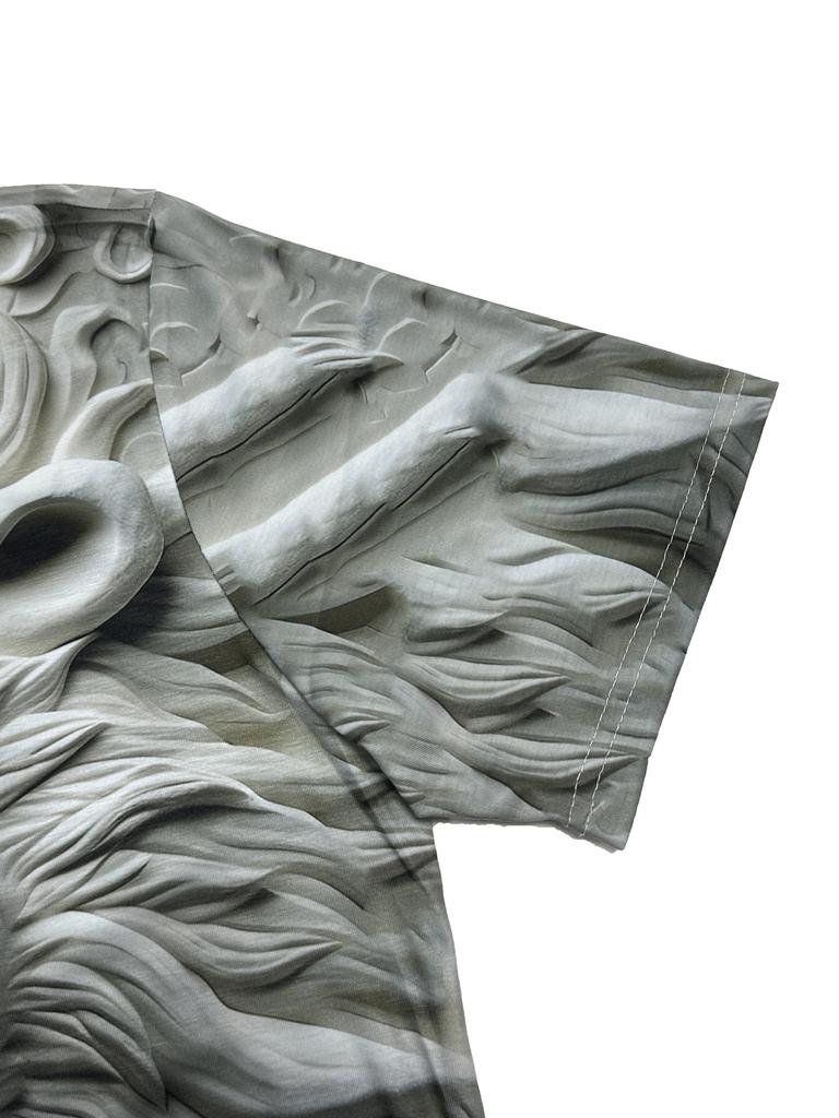 Vibrant White Lion Pattern 3D Printed Crew Neck Short Sleeve T-Shirt Summer Tee For Men Ideal Daily Wear Vacation Resorts Tshirt
