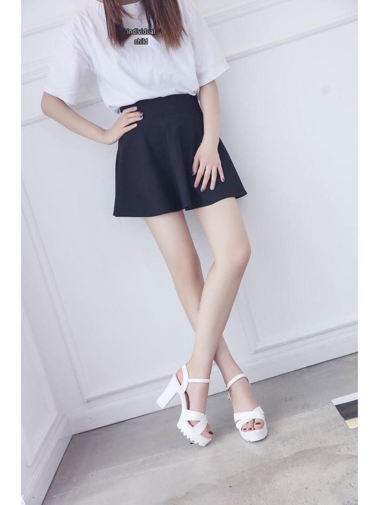 Women's 2024 Summer Rhinestone Buckle Chunky Heel One-Strap Sandals