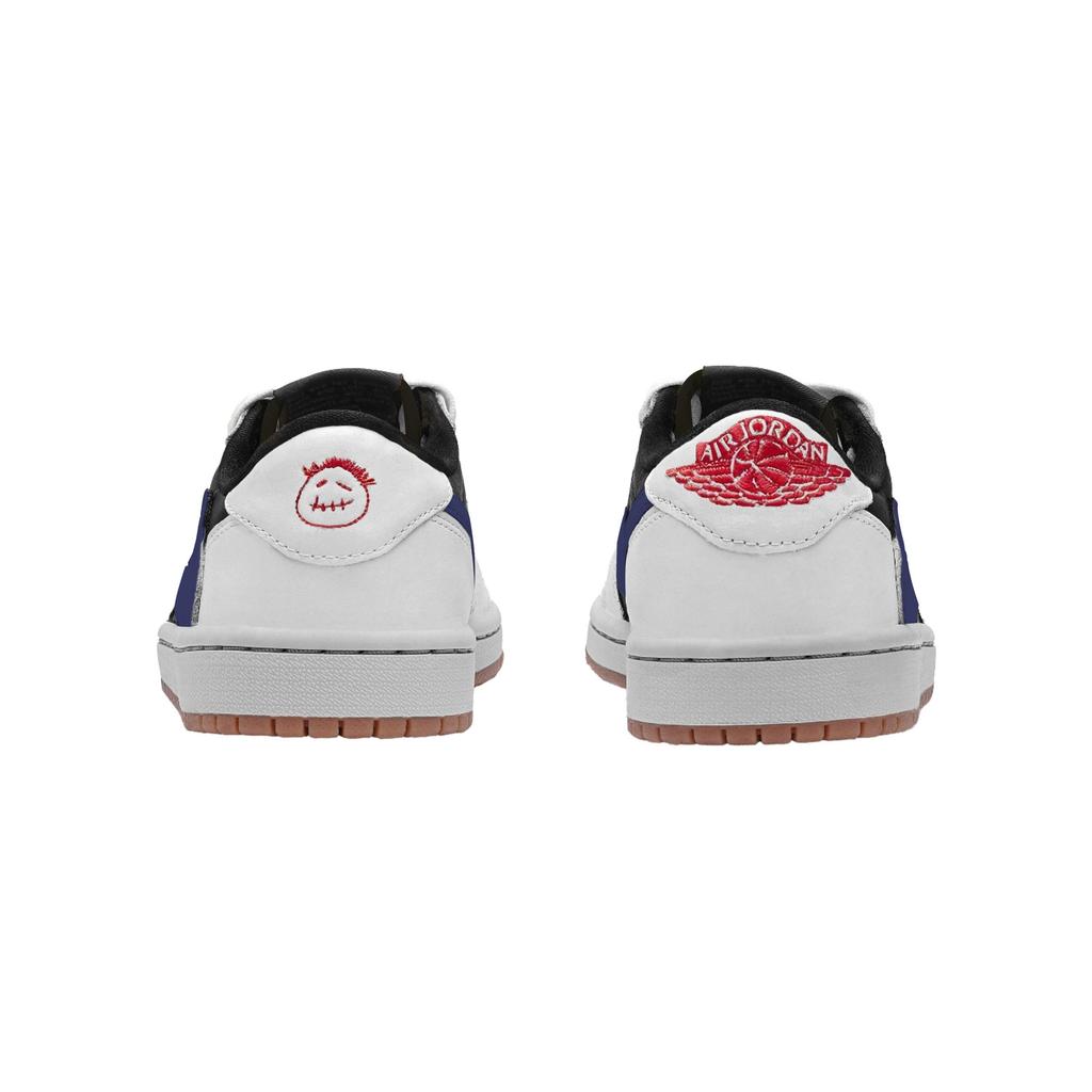 Travis Scott X Jordan Air Jordan 1 Slip Resistant Abrasion Resistant Low Top Vintage Basketball Shoes Unisex Black Blue DZ4137-700(Team654-)