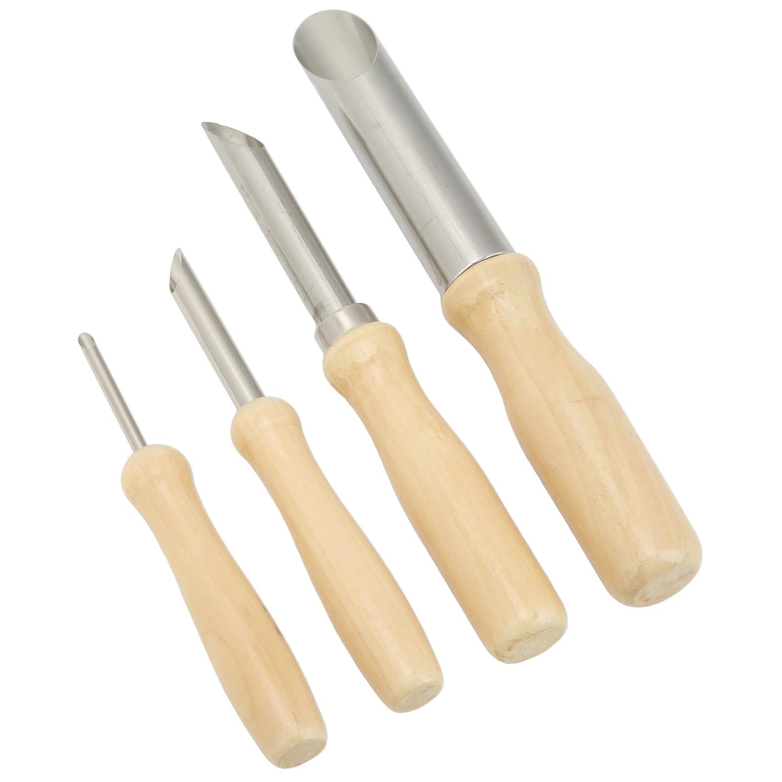 

4PCS Clay Hole Cutters Round Stainless Steel Pottery Hole Cutter Ergonomic Sculpture Hole Cutter with Log Handle for